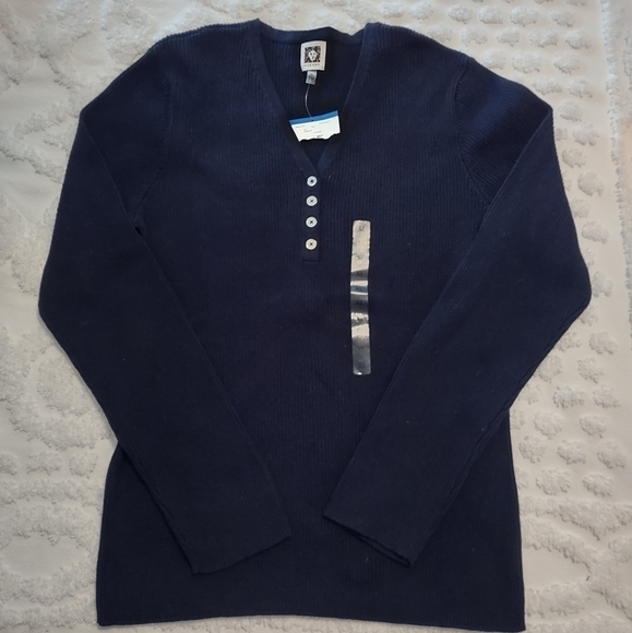 Anne Klein Navy Button Rib Knit Sweater NWT Size Xlarge - Picture 1 of 7